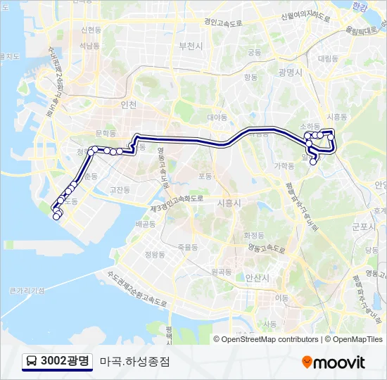 3002광명 버스 노선 지도