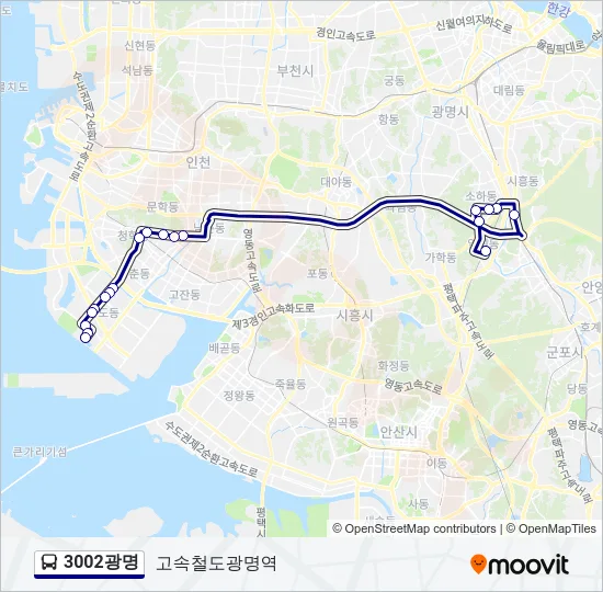 3002광명 버스 노선 지도