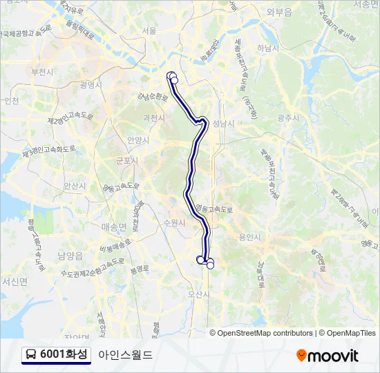 6001화성 Bus Line Map