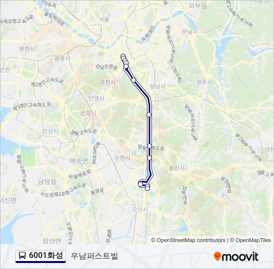 6001화성 버스 노선 지도