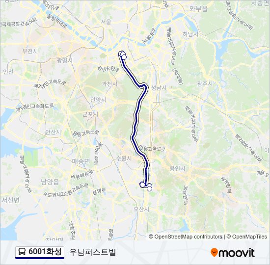6001화성 bus Line Map