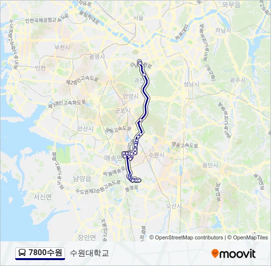 7800수원 버스 노선 지도