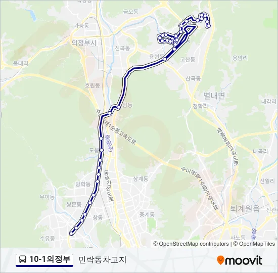 10-1의정부 버스 노선 지도