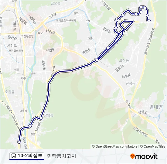 10-2의정부 버스 노선 지도