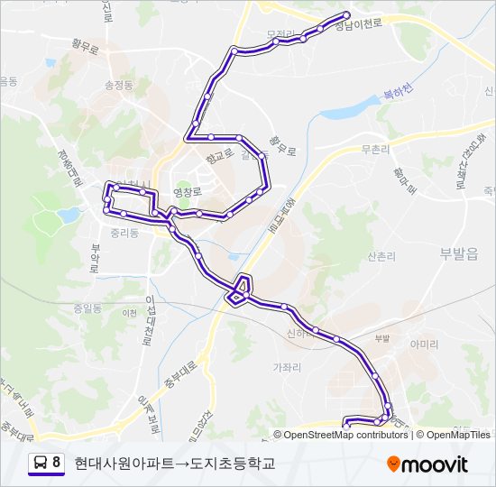 8 버스 노선 지도