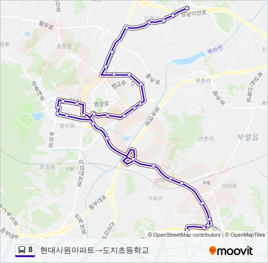 8 버스 노선 지도