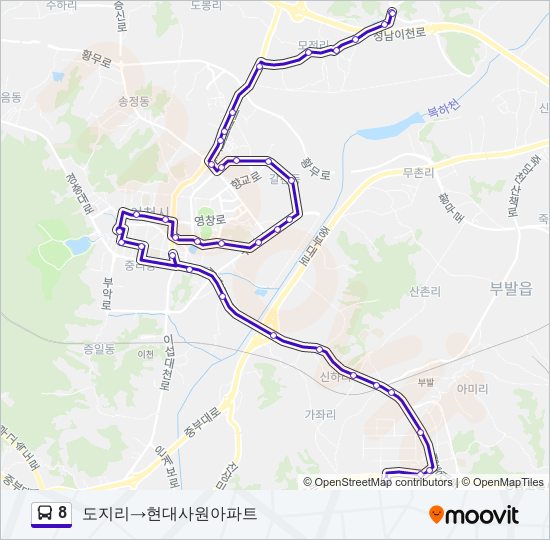 8 버스 노선 지도