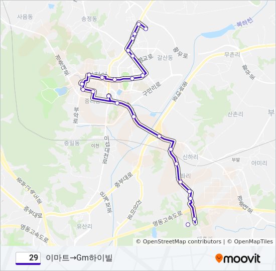 29 bus Line Map