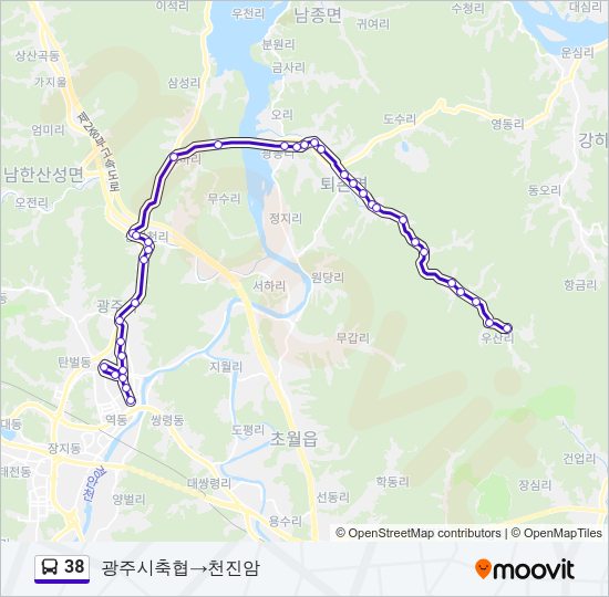 38 버스 노선 지도