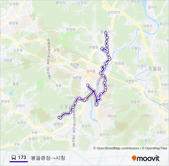 173 버스 노선 지도