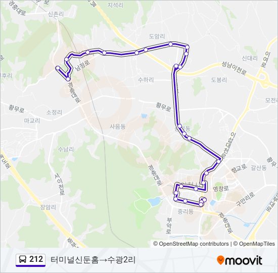 212 bus Line Map