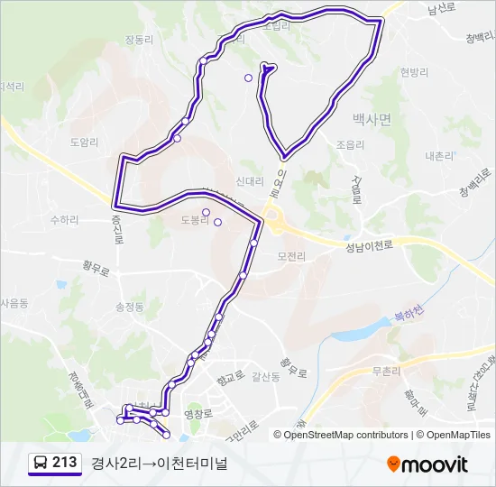 213 버스 노선 지도