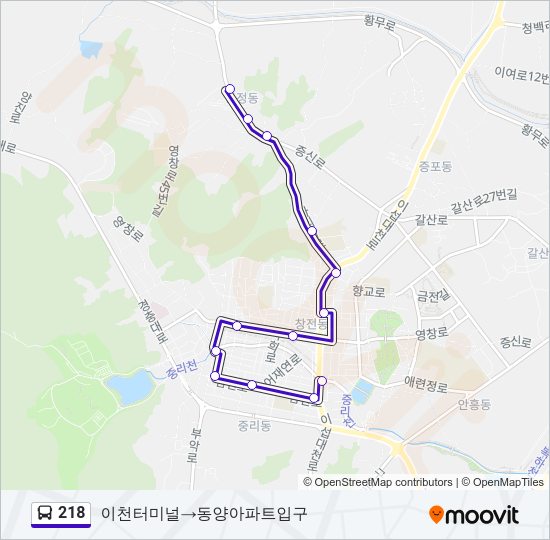 218 버스 노선 지도