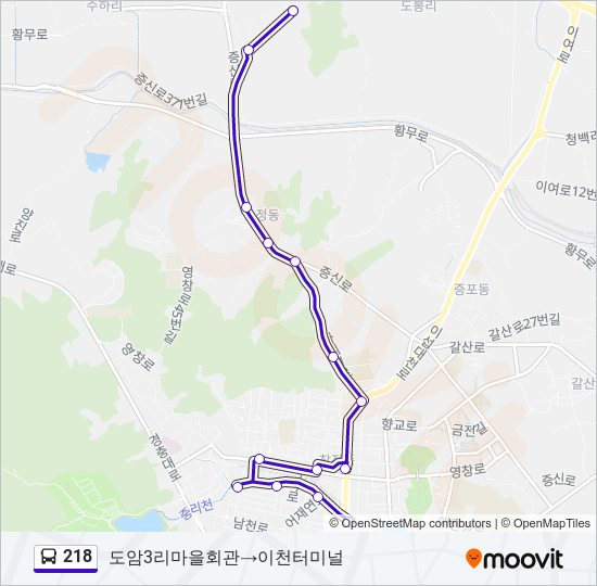 218 버스 노선 지도