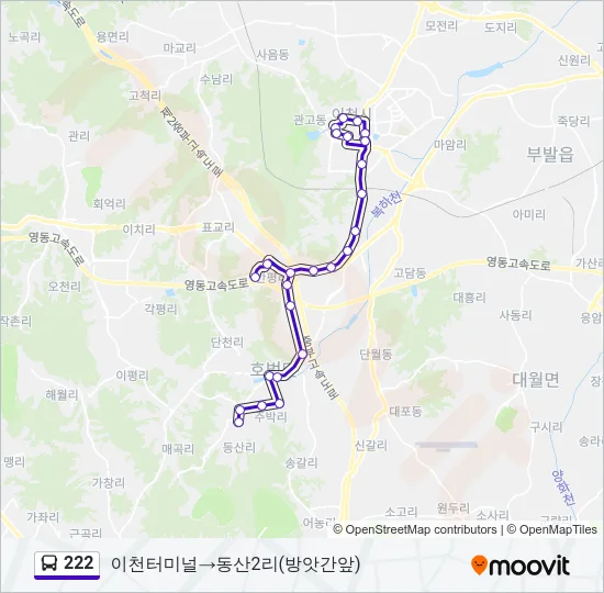 222 버스 노선 지도