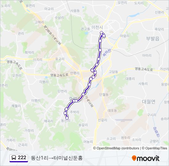 222 Bus Line Map