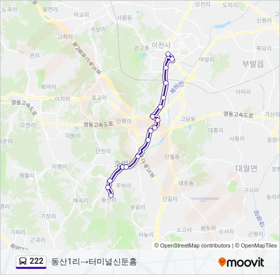 222 버스 노선 지도
