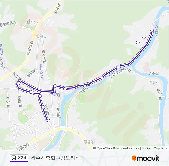 223 버스 노선 지도