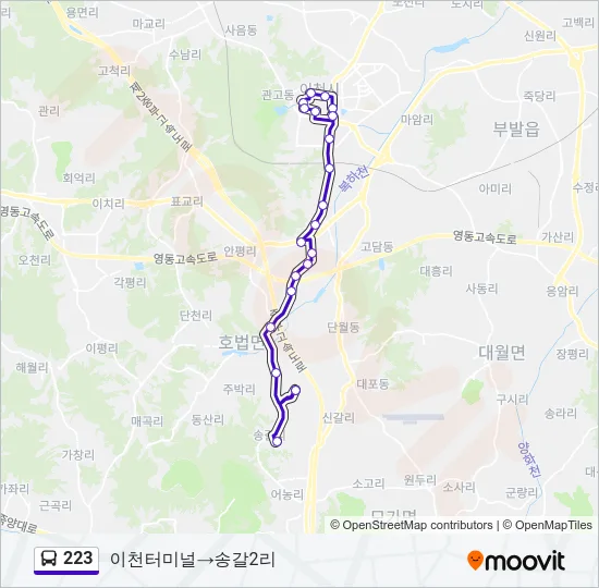 223 버스 노선 지도