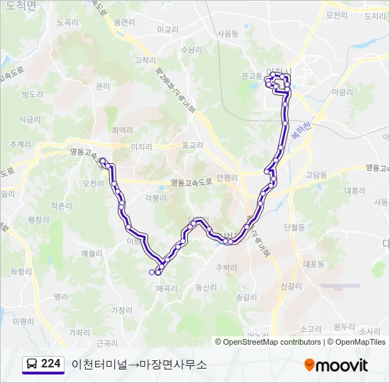 224 버스 노선 지도