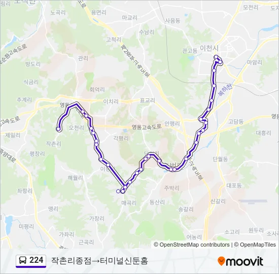 224 버스 노선 지도