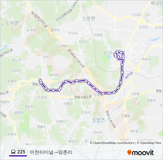 225 버스 노선 지도