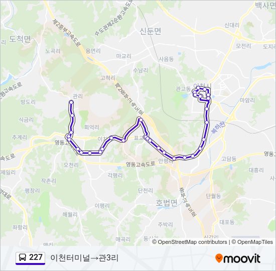 227 버스 노선 지도