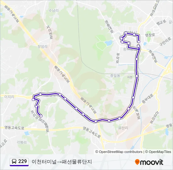 229 버스 노선 지도