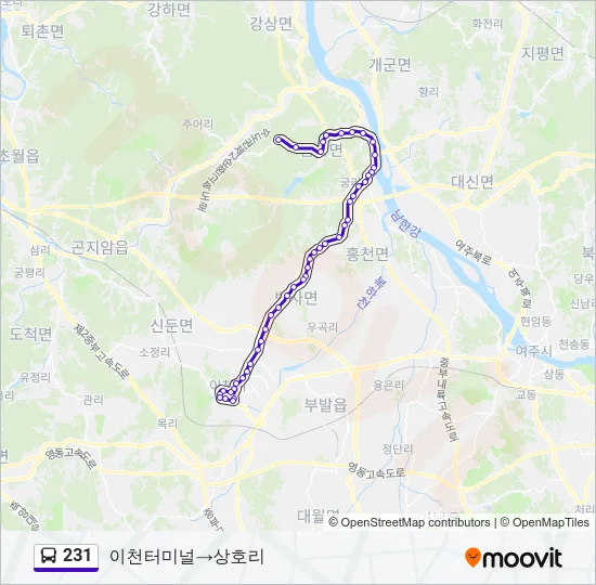 231 버스 노선 지도