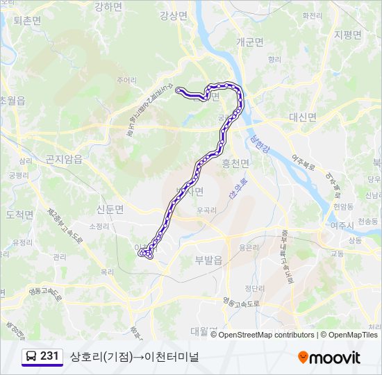 231 버스 노선 지도