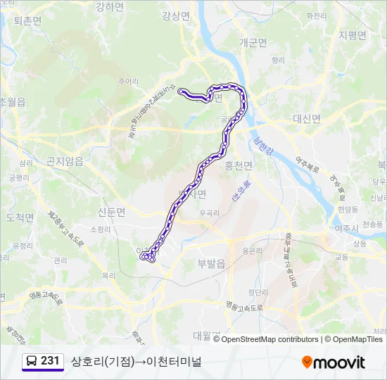 231 버스 노선 지도