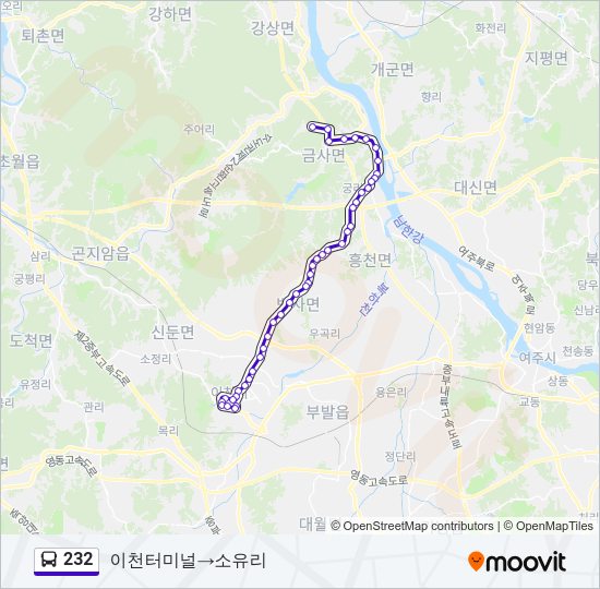 232 버스 노선 지도