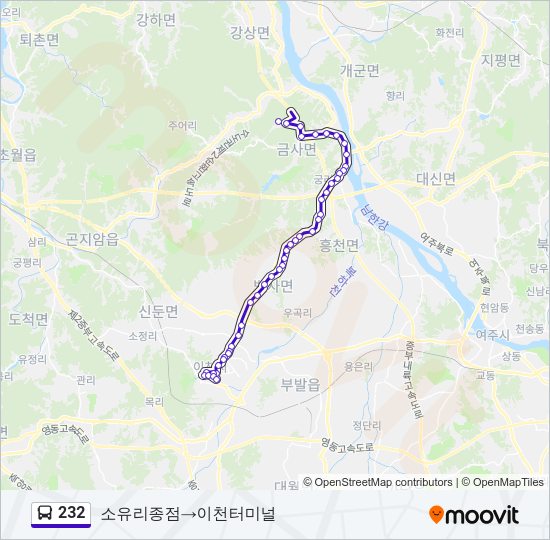 232 버스 노선 지도