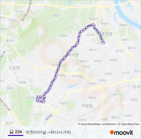 234 버스 노선 지도