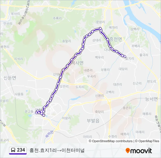 234 버스 노선 지도