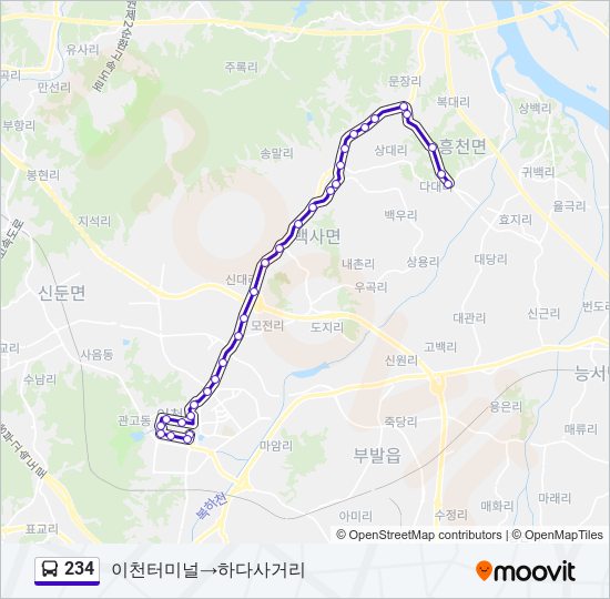 234 bus Line Map