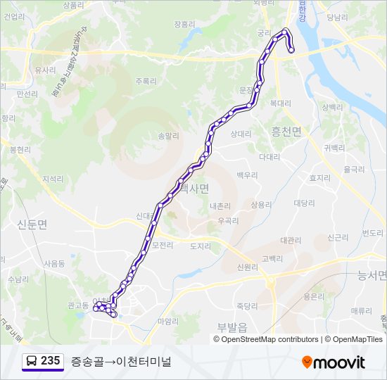 235 버스 노선 지도