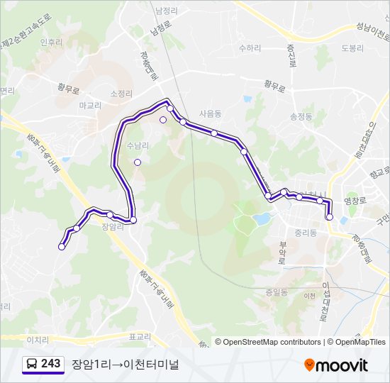 243 버스 노선 지도