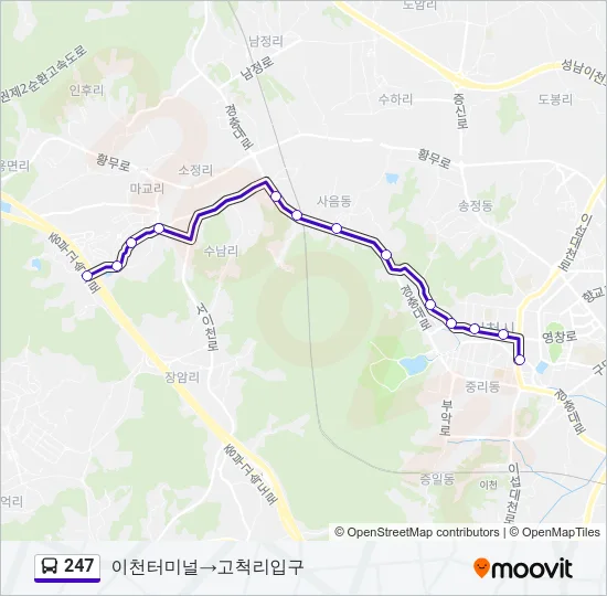 247 버스 노선 지도