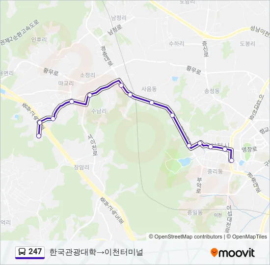 247 버스 노선 지도