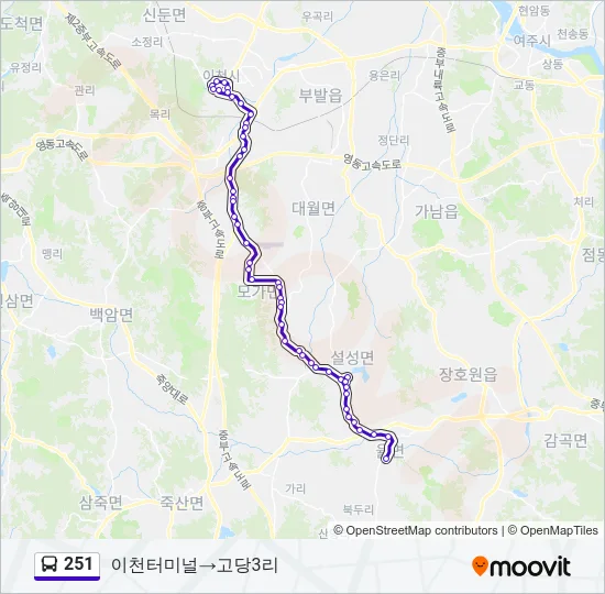 251 Bus Line Map