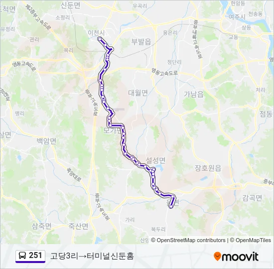 251 Bus Line Map
