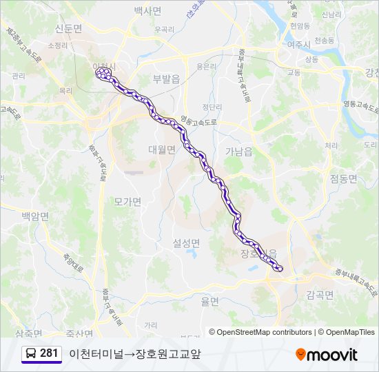 281 bus Line Map