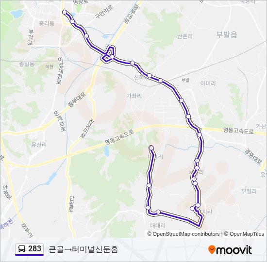 283 bus Line Map