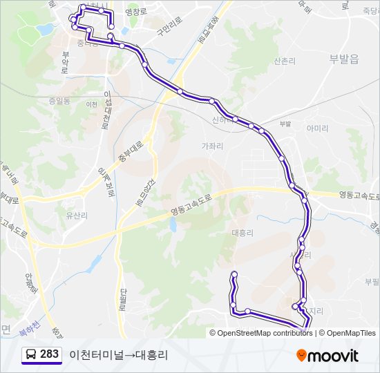 283 bus Line Map