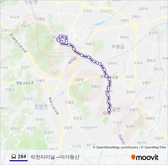 284 Bus Line Map