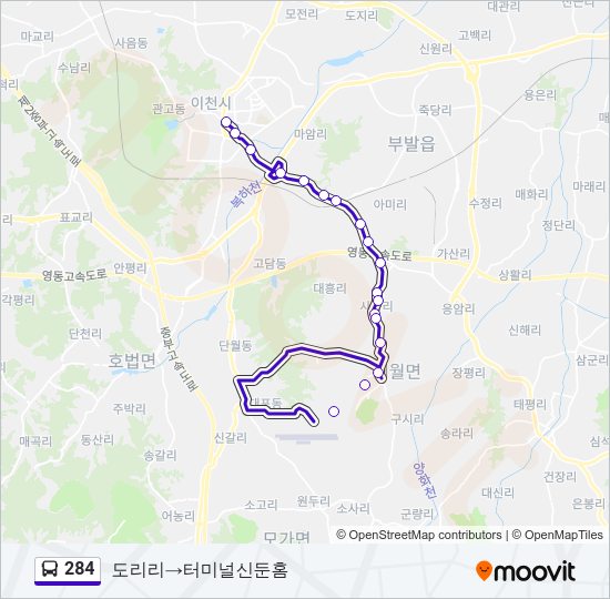 284 버스 노선 지도