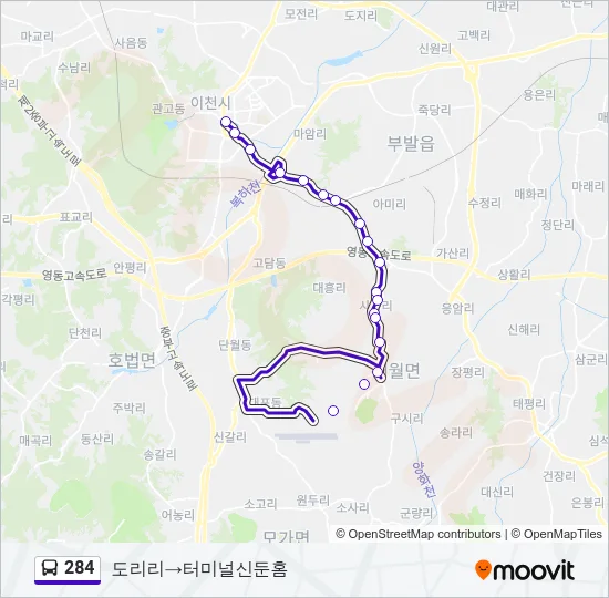 284 Bus Line Map