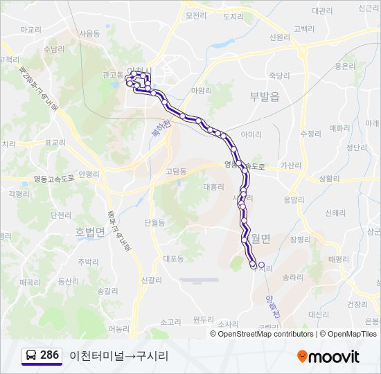 286 bus Line Map