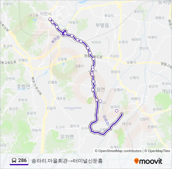 286 Bus Line Map
